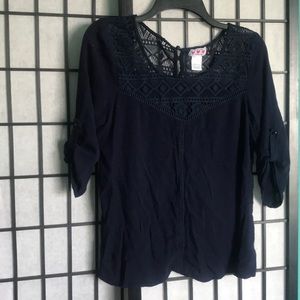 Navy mid-sleeve mesh shirt
